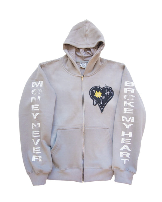 MNBMH MONEY GREY ZIP HOODIE $90